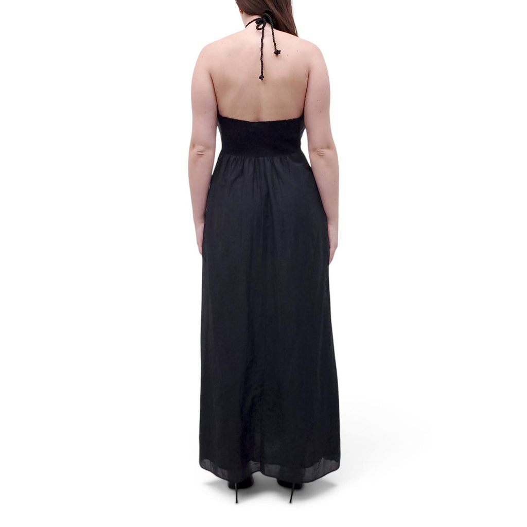 XIRENA BLACK CRISS CROSS HALTER DRESS - SIZE L