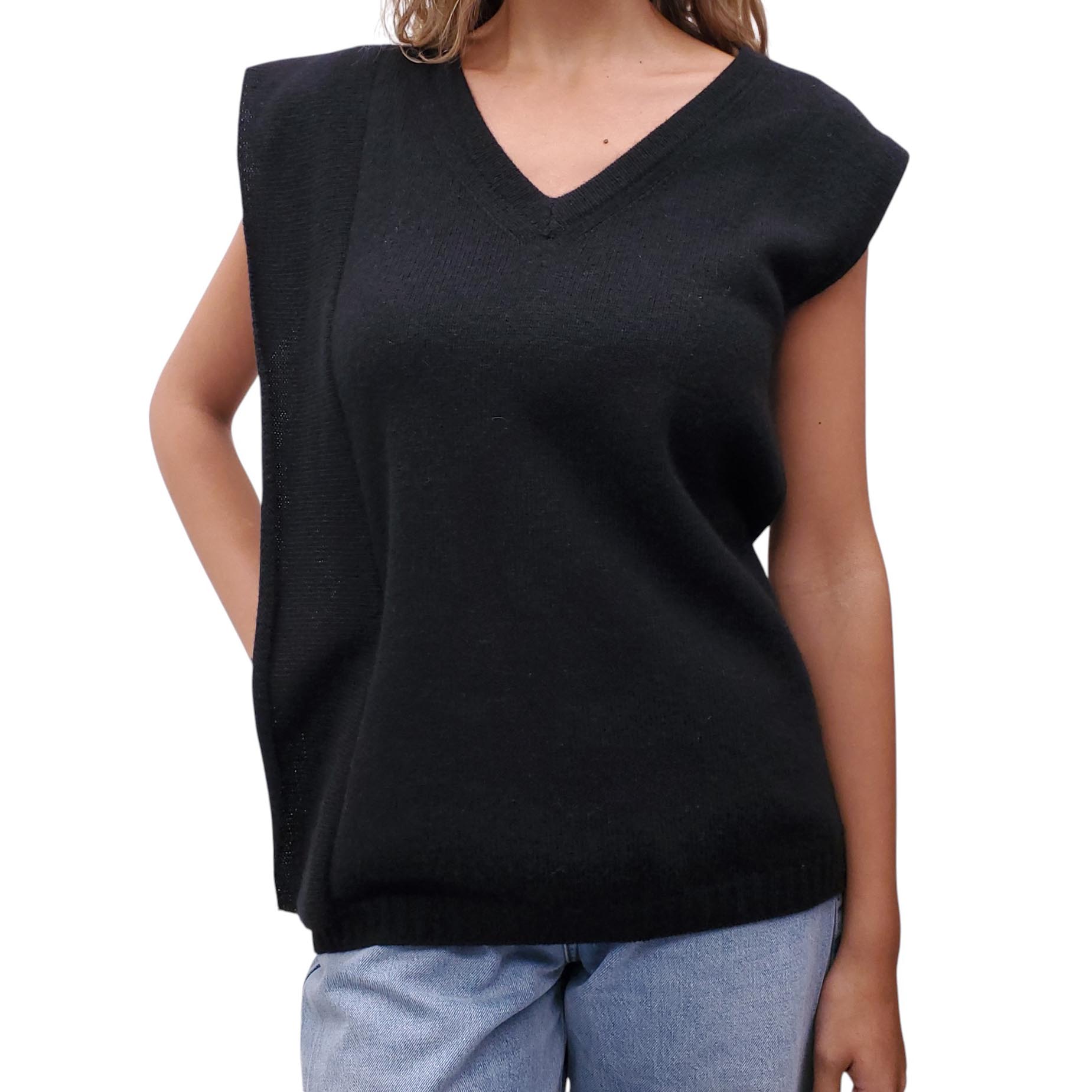PRADA BLACK V NECK SWEATER VEST - SIZE 40