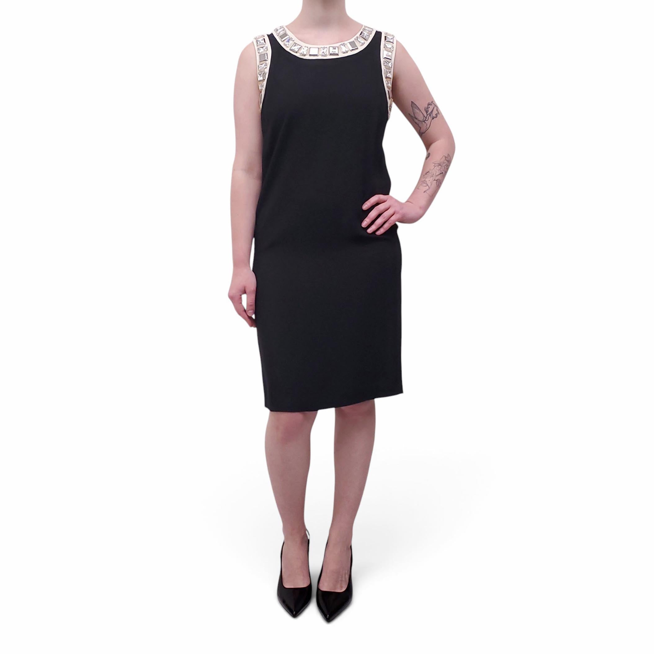 PRADA BLACK DRESS WITH CRYSTAL DETAIL - SIZE 40