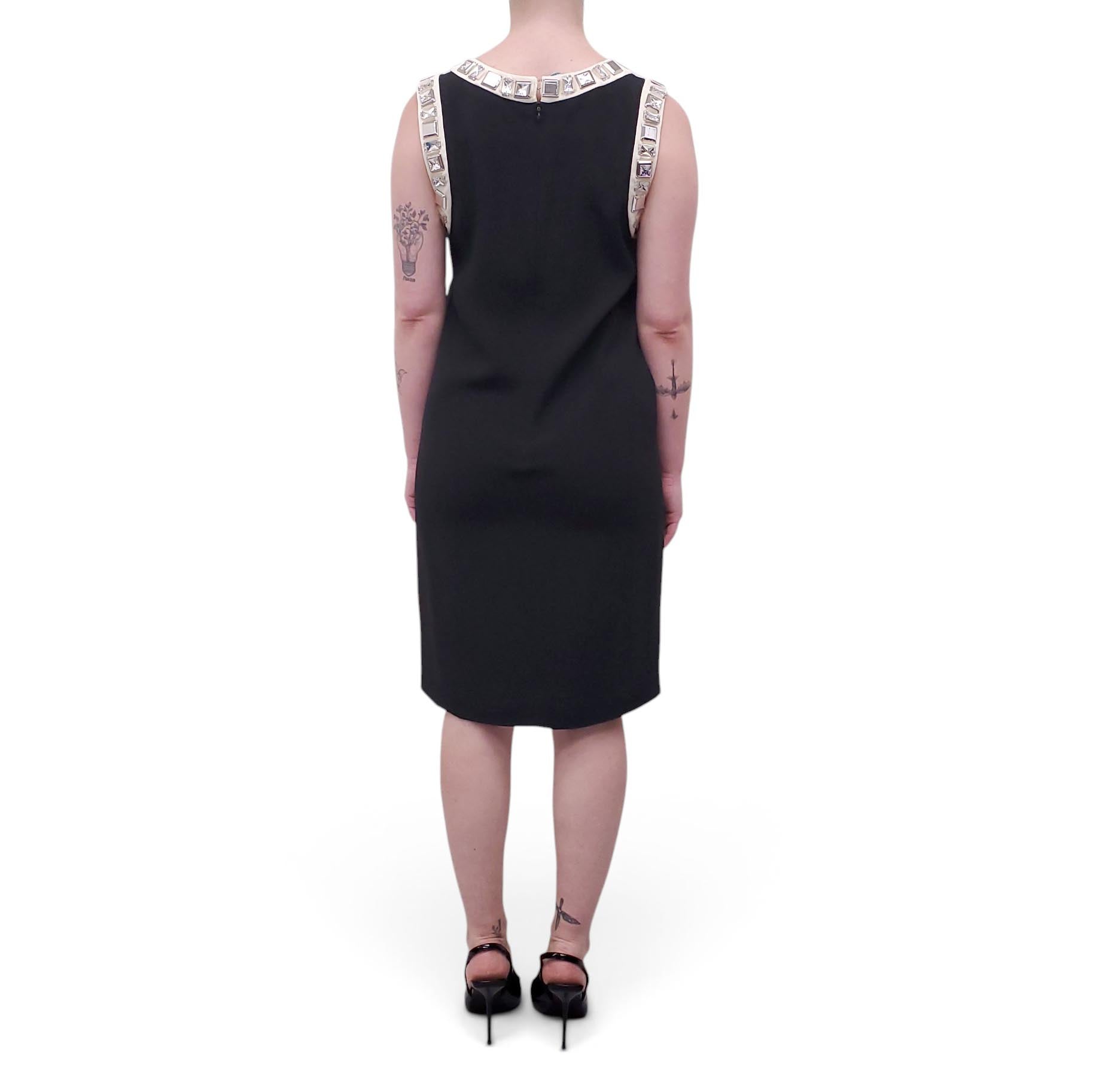 PRADA BLACK DRESS WITH CRYSTAL DETAIL - SIZE 40
