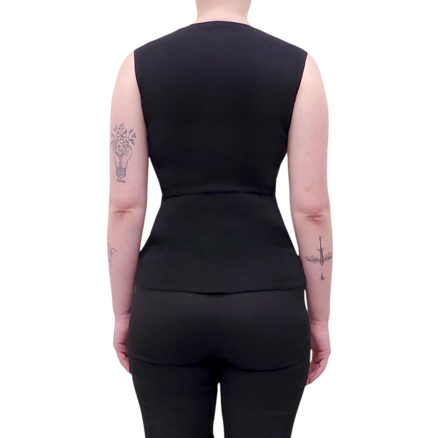 PRADA BLACK SLEEVELESS SILK BLOUSE - SIZE 34