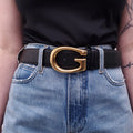 GUCCI BLACK AND GOLD BELT - SIZE 95