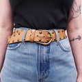 MIU MIU STUDDED LEATHER BELT - SIZE 85