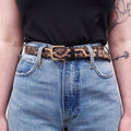 DOLCE & GABBANA LEOPARD LEATHER BELT - SIZE 85