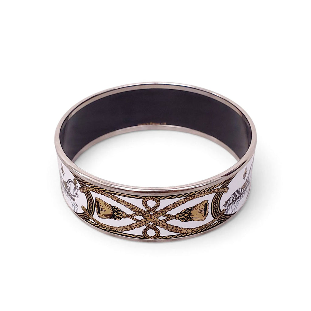 HERMÈS GOLD AND WHITE PATTERNED BANGLE
