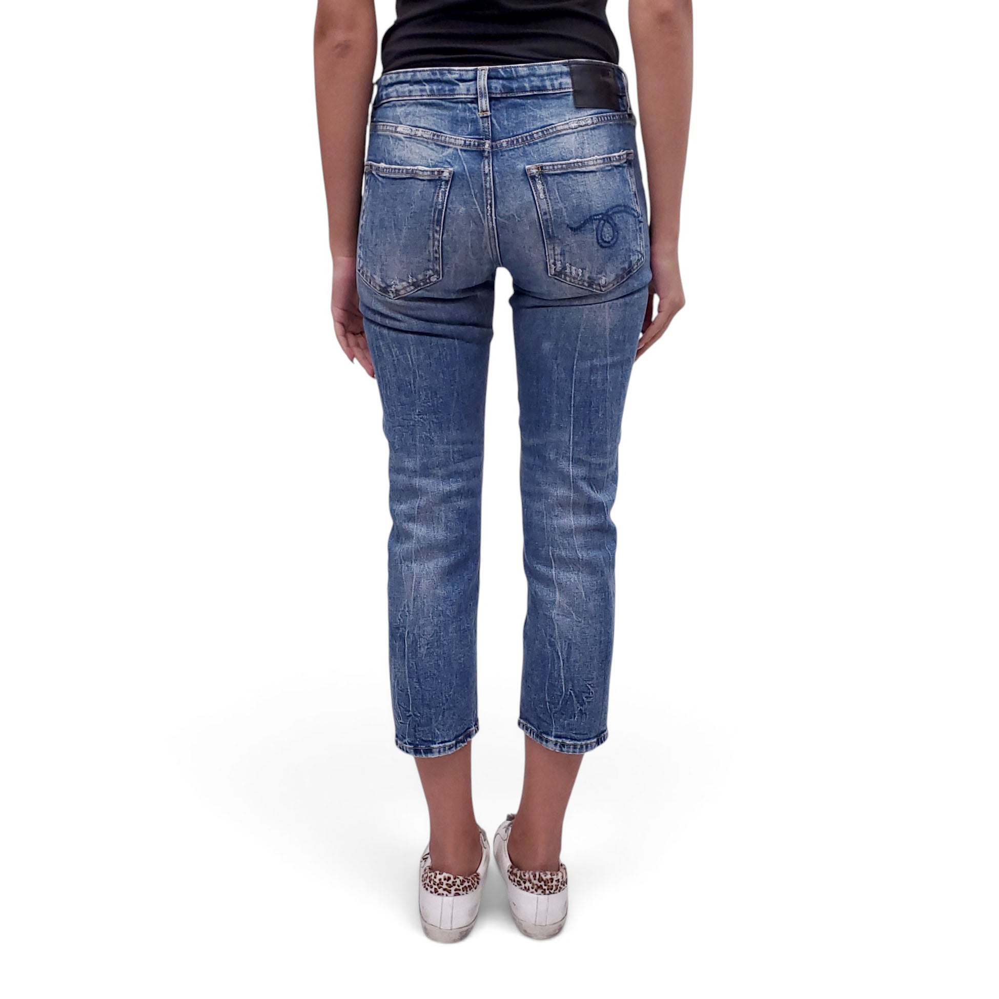 R13 KELLY STRETCH BOY STRAIGHT JEANS - SIZE 26