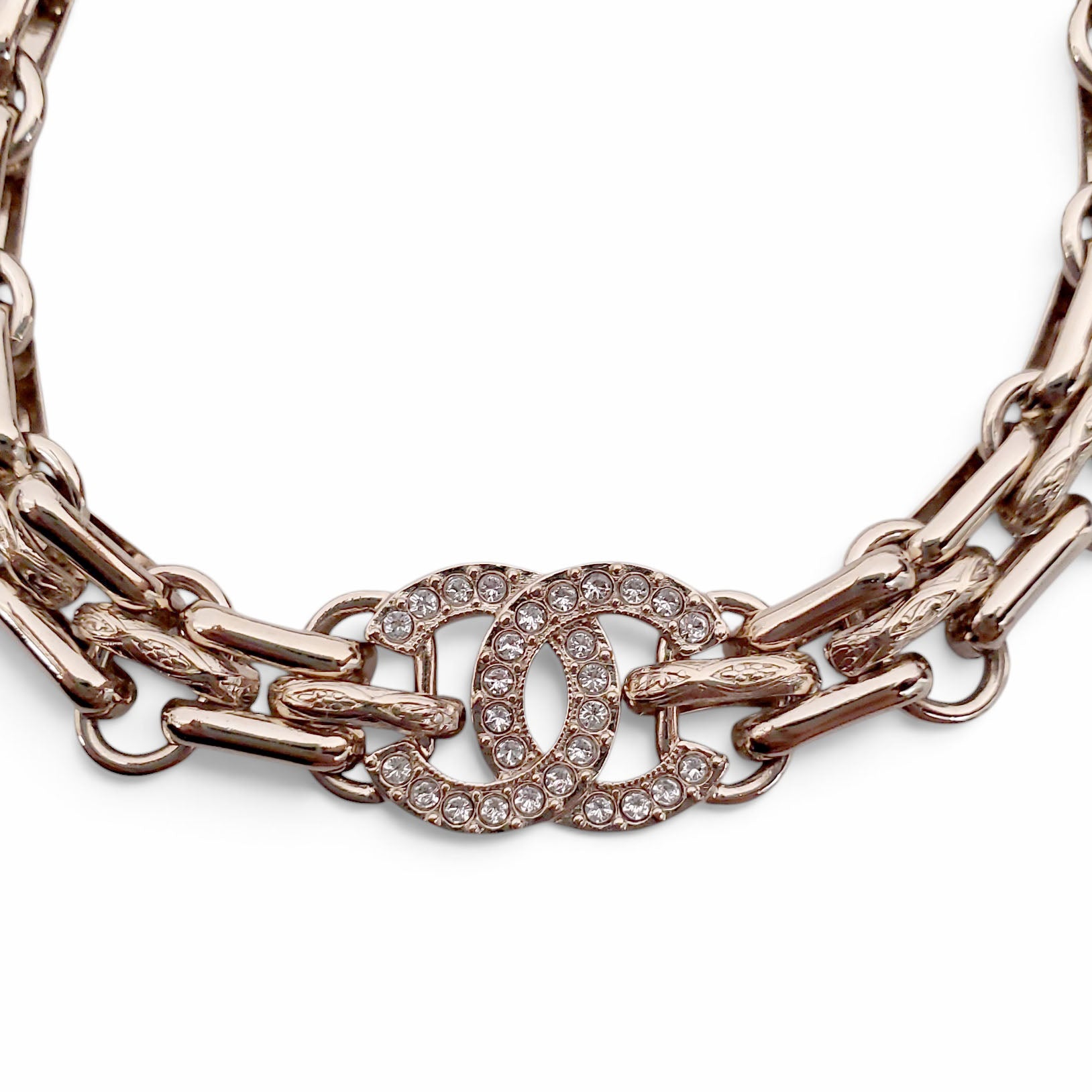 CHANEL CHAIN CC CRYSTAL CHAIN LOGO BRACELET