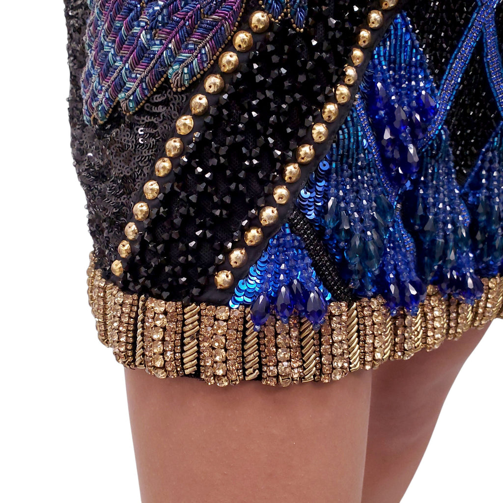 BALMAIN RUNWAY 'WOLF EMBELLISHED' MINI DRESS - SIZE 40