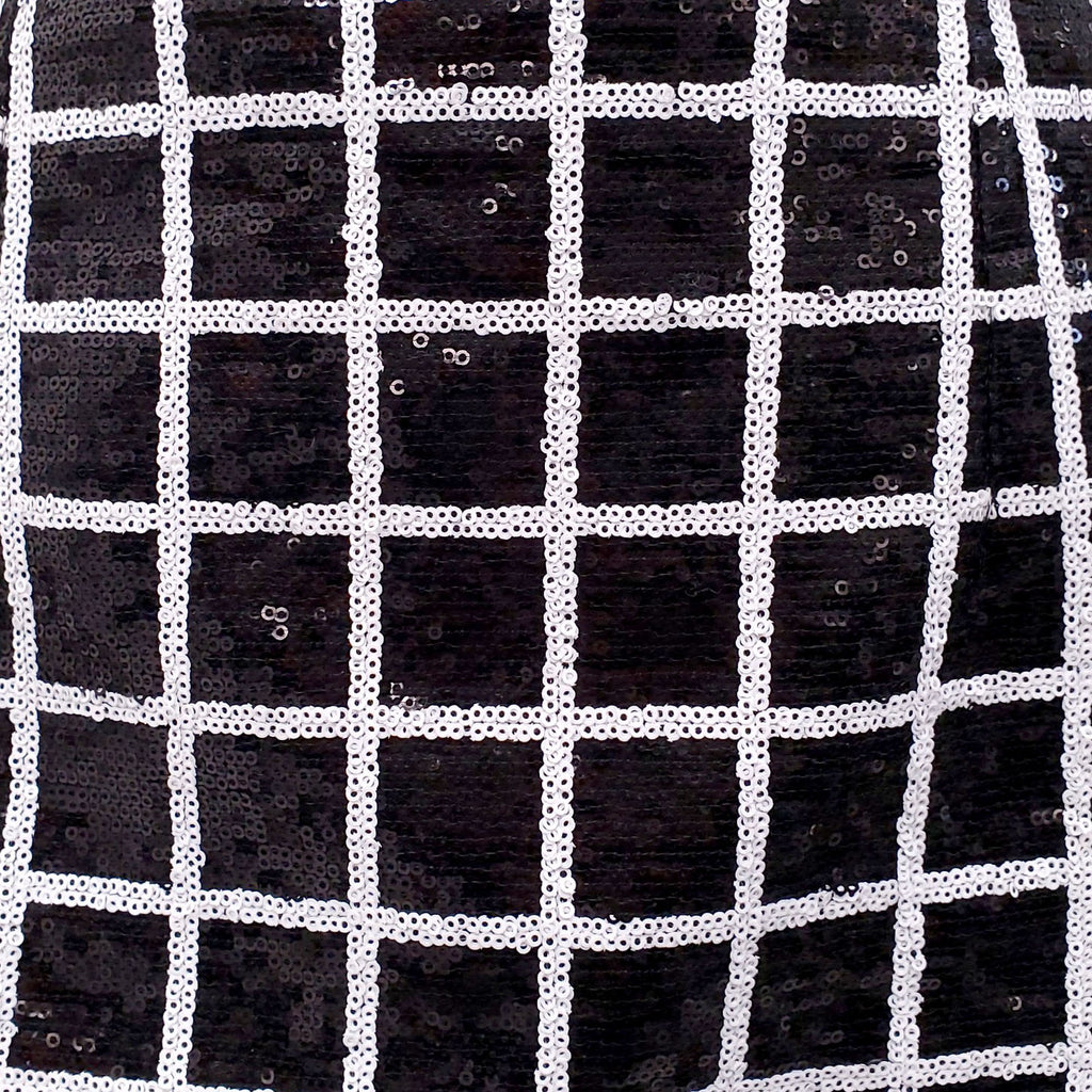 BALMAIN BLACK AND WHITE SEQUIN DRESS - SIZE 38