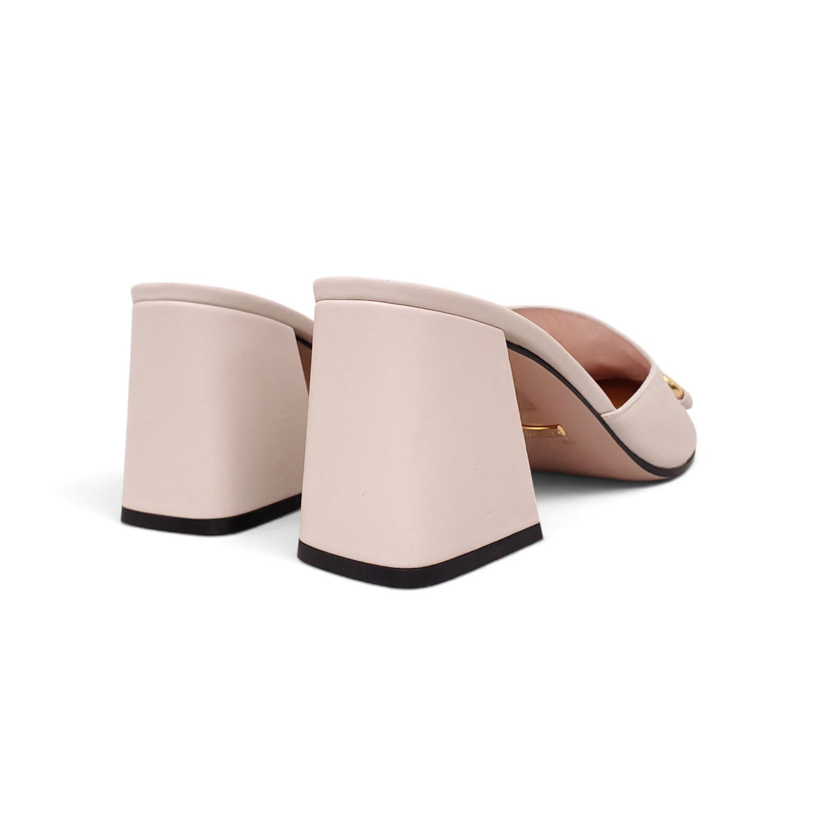 GUCCI HORSEBIT CREAM LOGO MULE WITH BLOCK HEEL - SIZE 37
