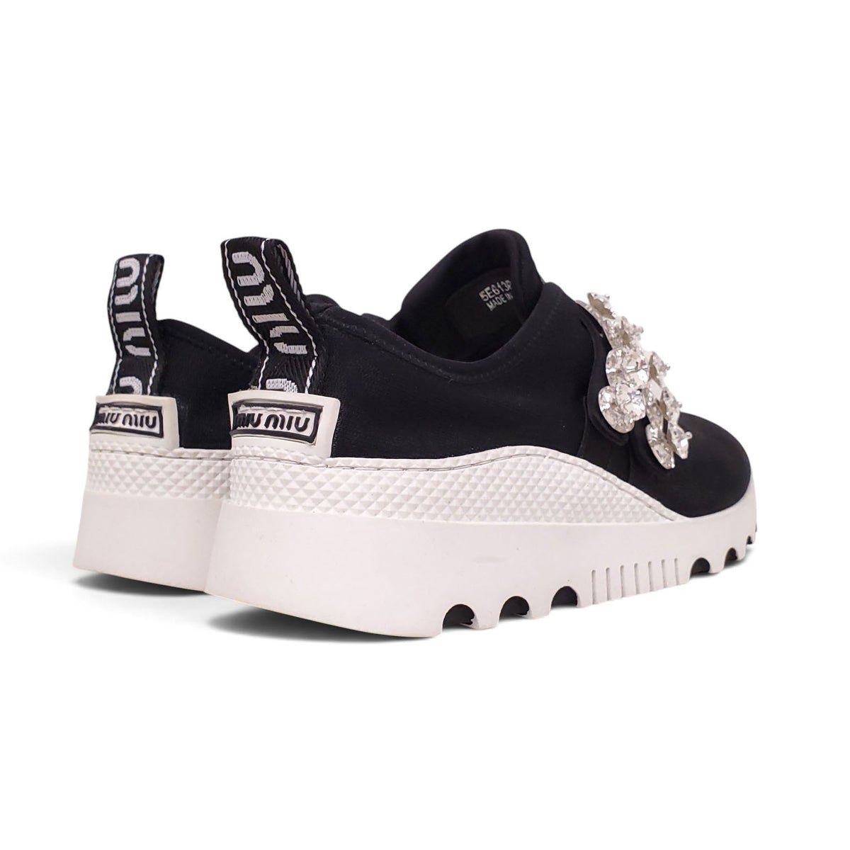 MIU MIU BLACK CRYSTAL SNEAKERS - SIZE 37