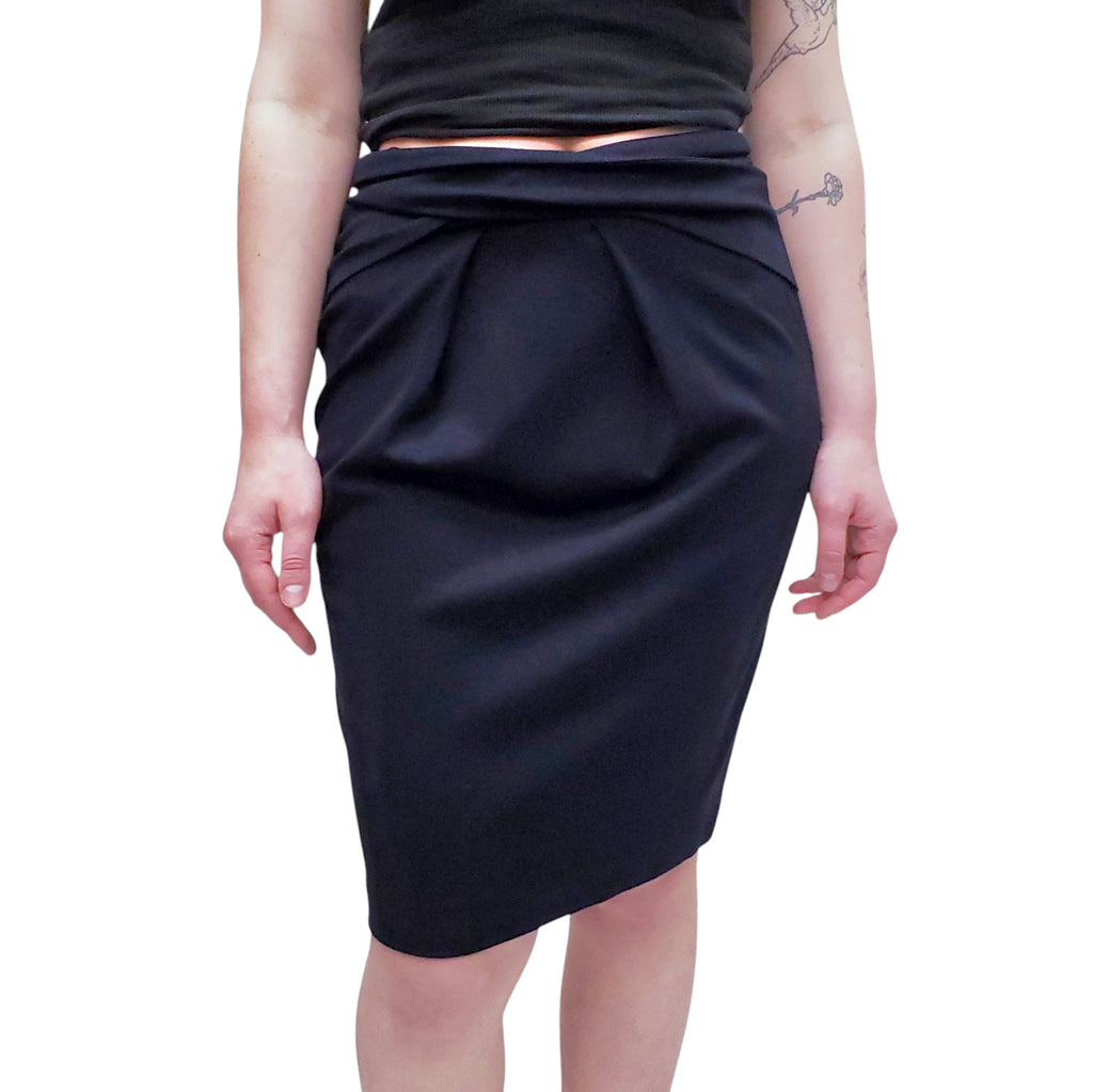 JIL SANDER NAVY STRETCH SKIRT - SIZE 36