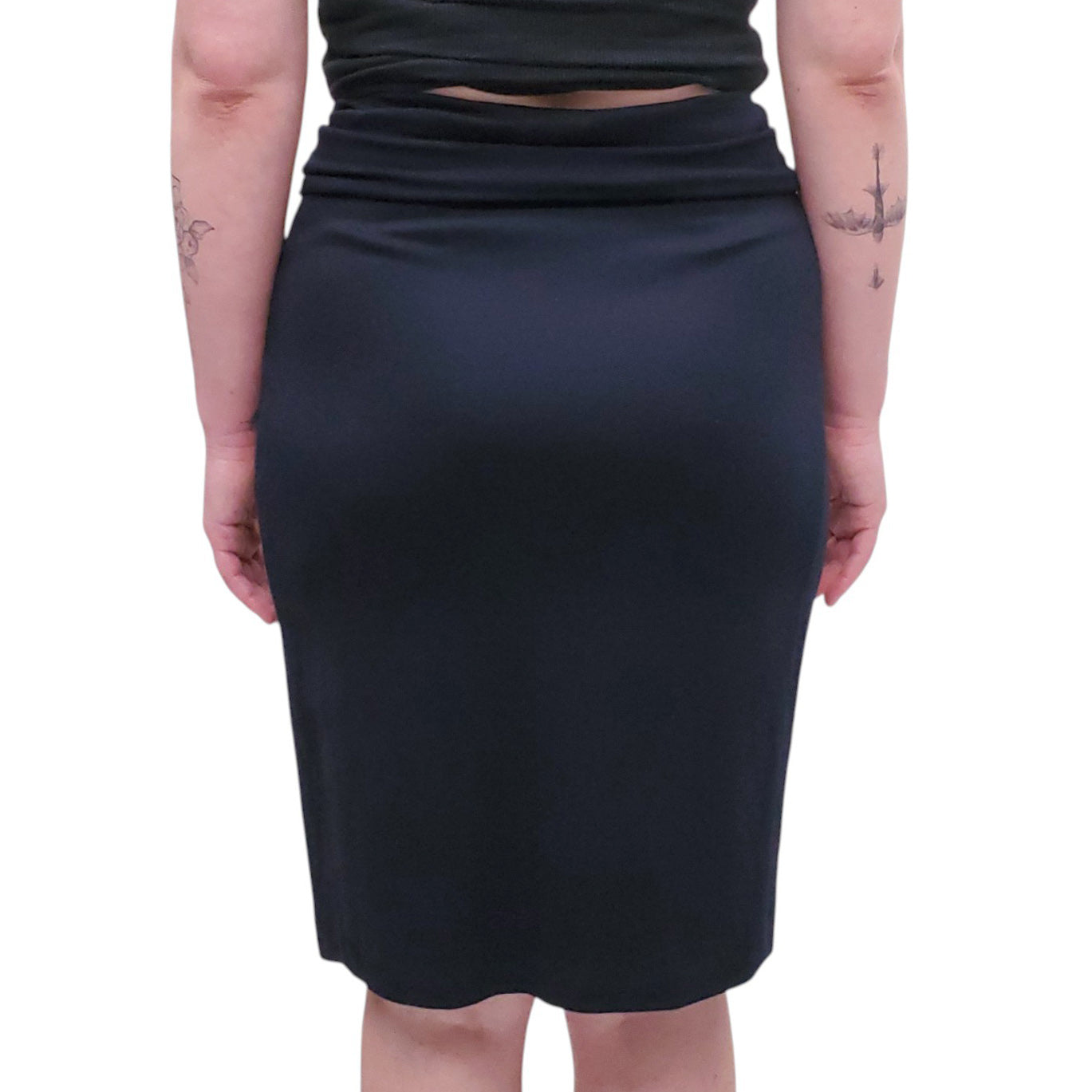 JIL SANDER NAVY STRETCH SKIRT - SIZE 36