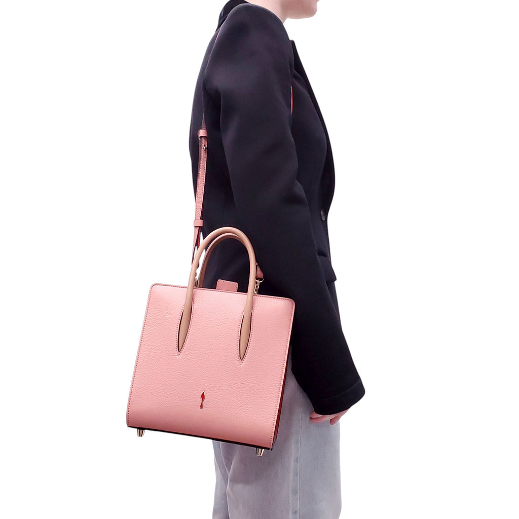 CHRISTIAN LOUBOUTIN PINK CALF LEATHER SPIKE SMALL PALOMA TOTE BAG