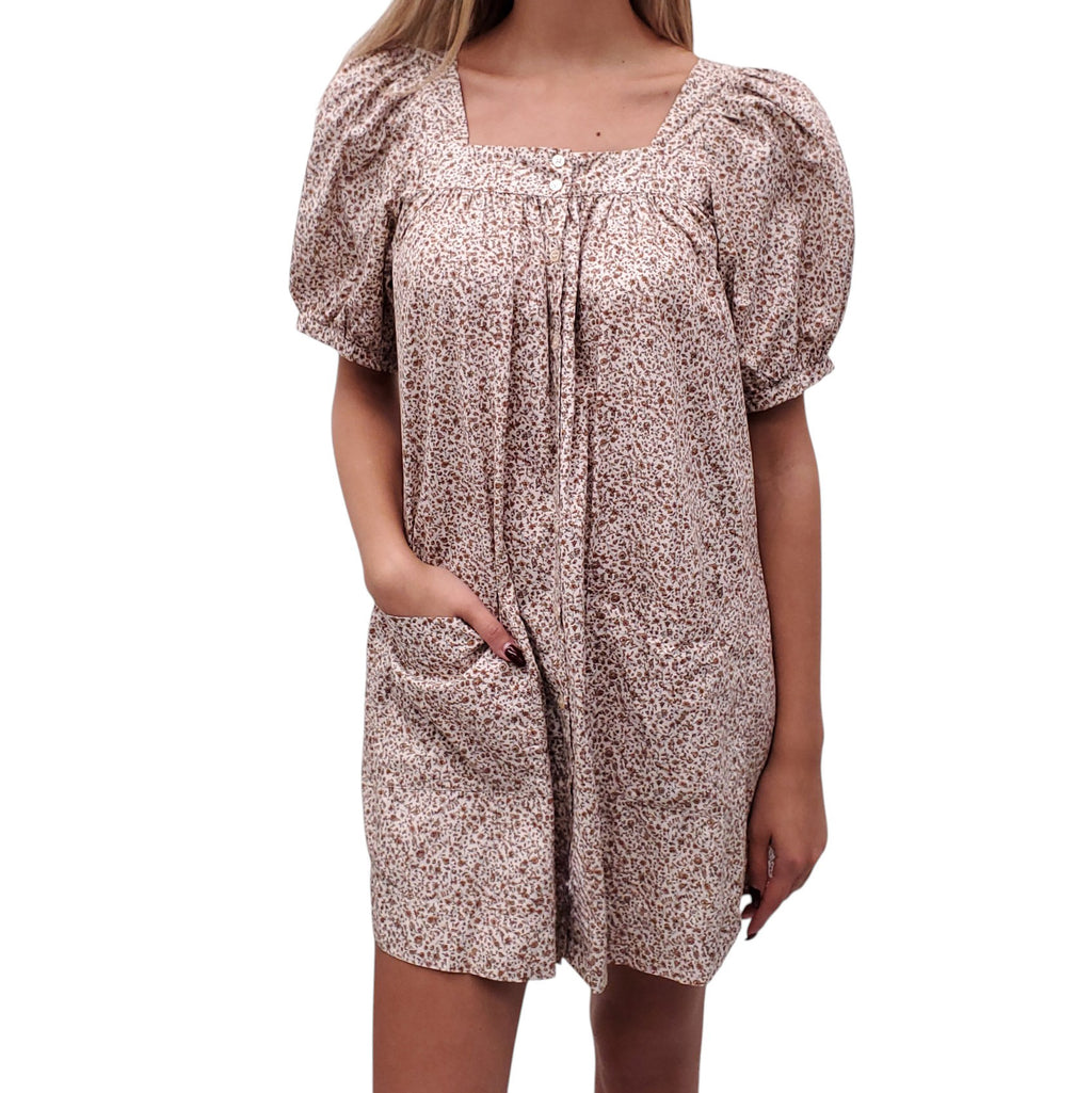 DÔEN CREAM FLORAL DRESS WITH POCKETS - SIZE S
