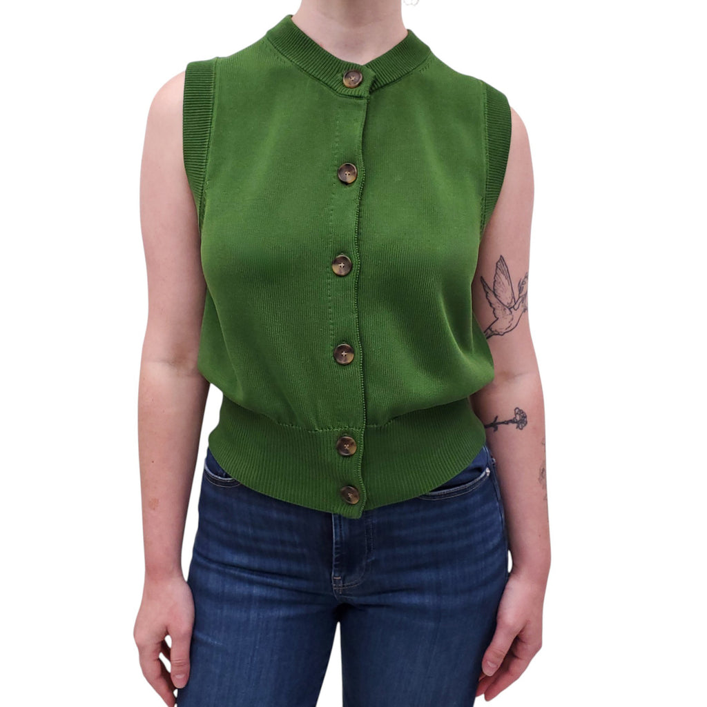 VERONICA BEARD GREEN SWEATER VEST - SIZE S