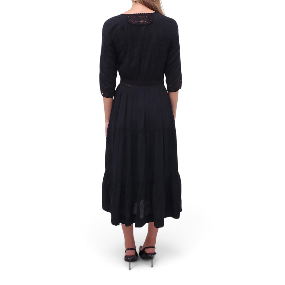 DÔEN BLACK EYELET DRESS - SIZE S
