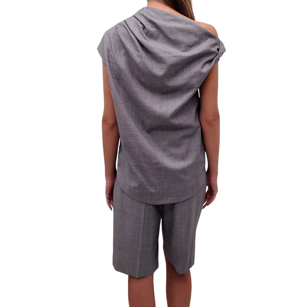 LOULOU STUDIOS GREY TOP AND SHORT SET - SIZE 38