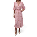 NATALIE MARTIN PINK AND RED PATTERNED SHORT SLEEVE MAXI DRESS - SIZE S