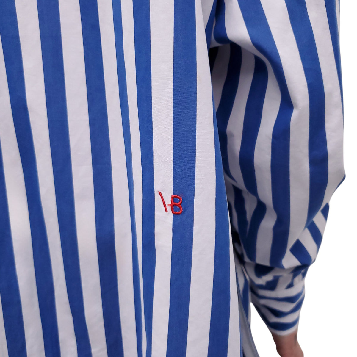 VICTORIA BECKHAM BLUE AND WHITE STRIPED BLOUSE - SIZE 10