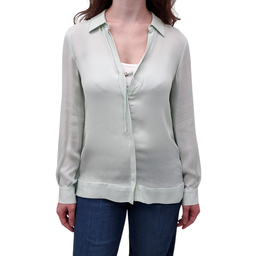 A.L.C. MINT GREEN SILK BLOUSE - SIZE S