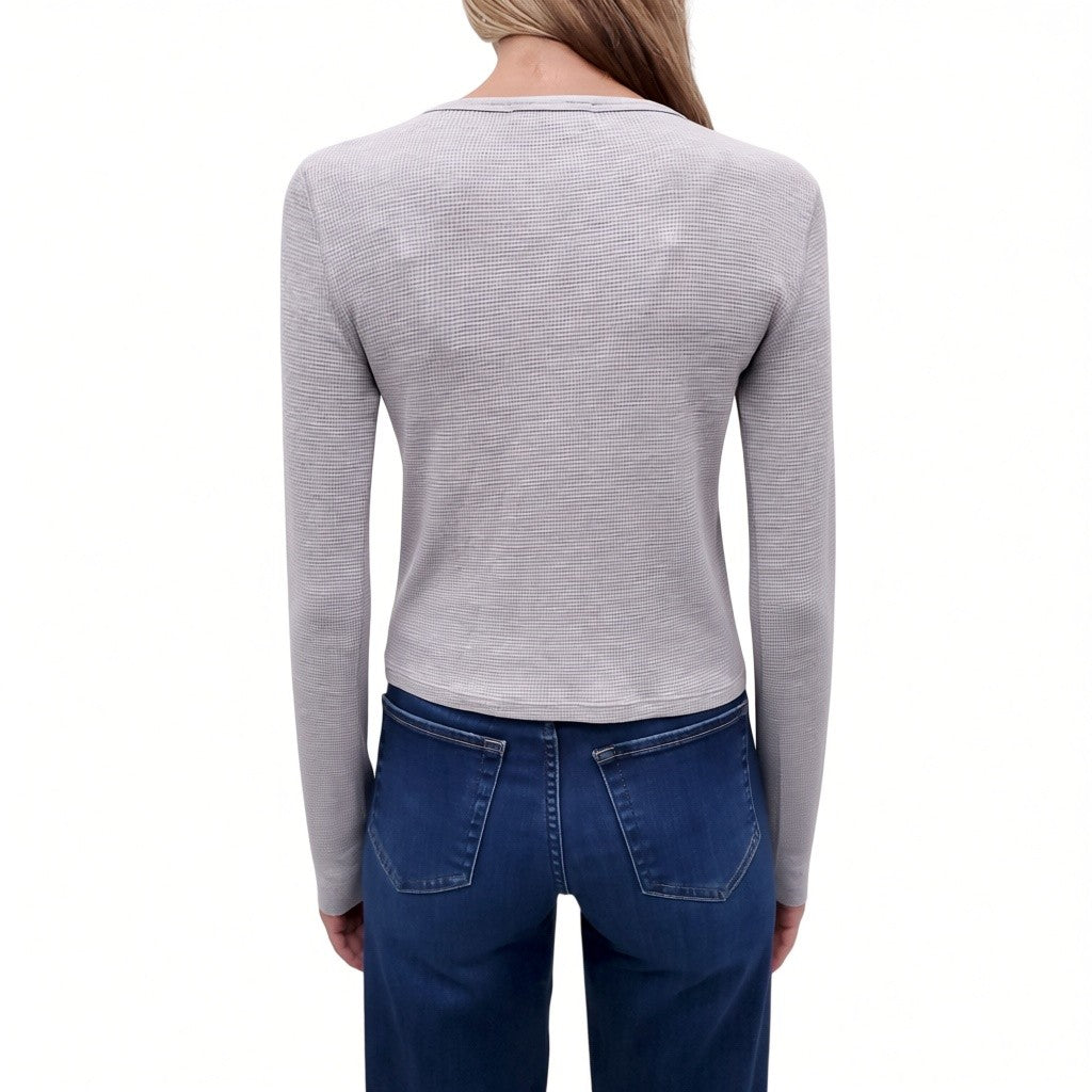 ÉTERNE GREY WAFFLE LONG SLEEVE - SIZE M