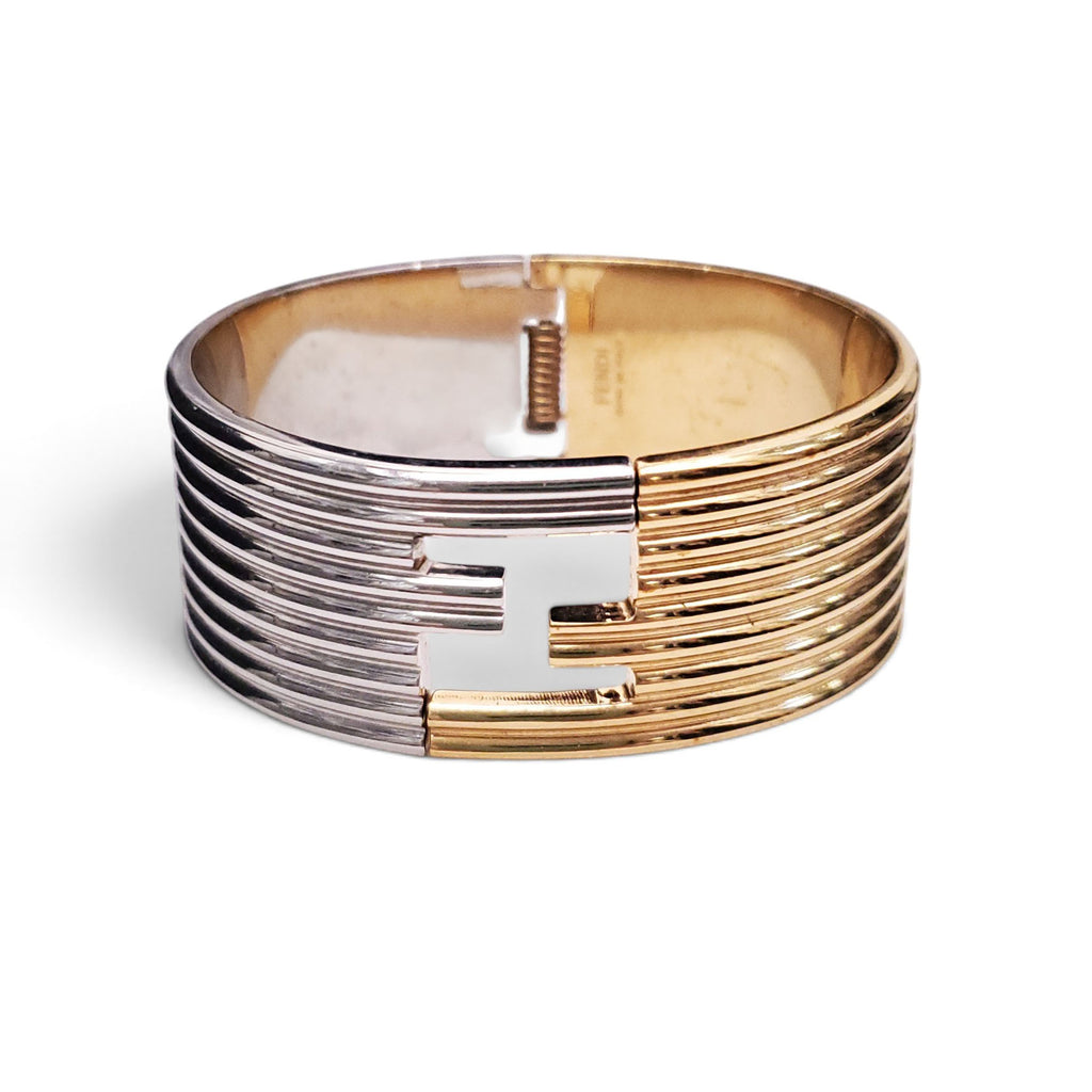 FENDI SILVER AND GOLD CUFF BRACELET - SIZE M
