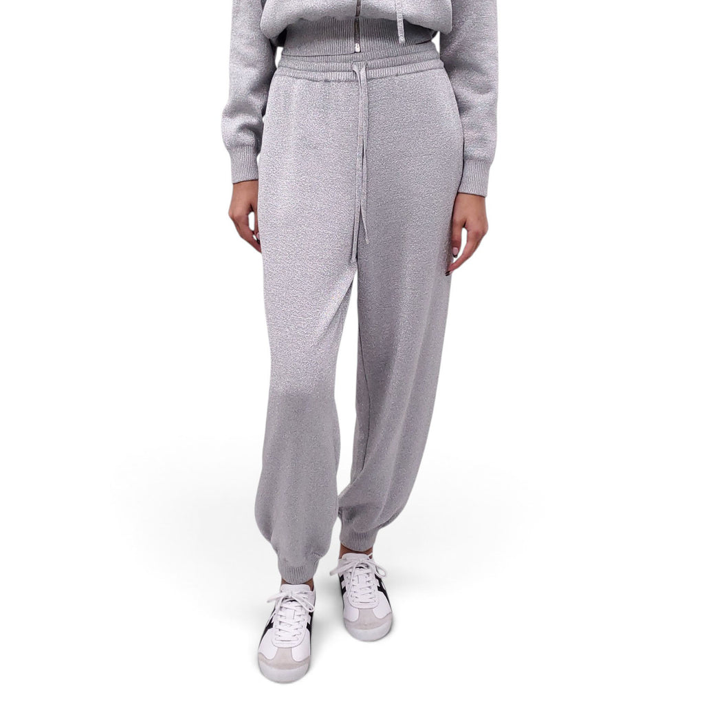 PRADA SILVER TWO PIECE LOGO PANTS SET - SIZE 38