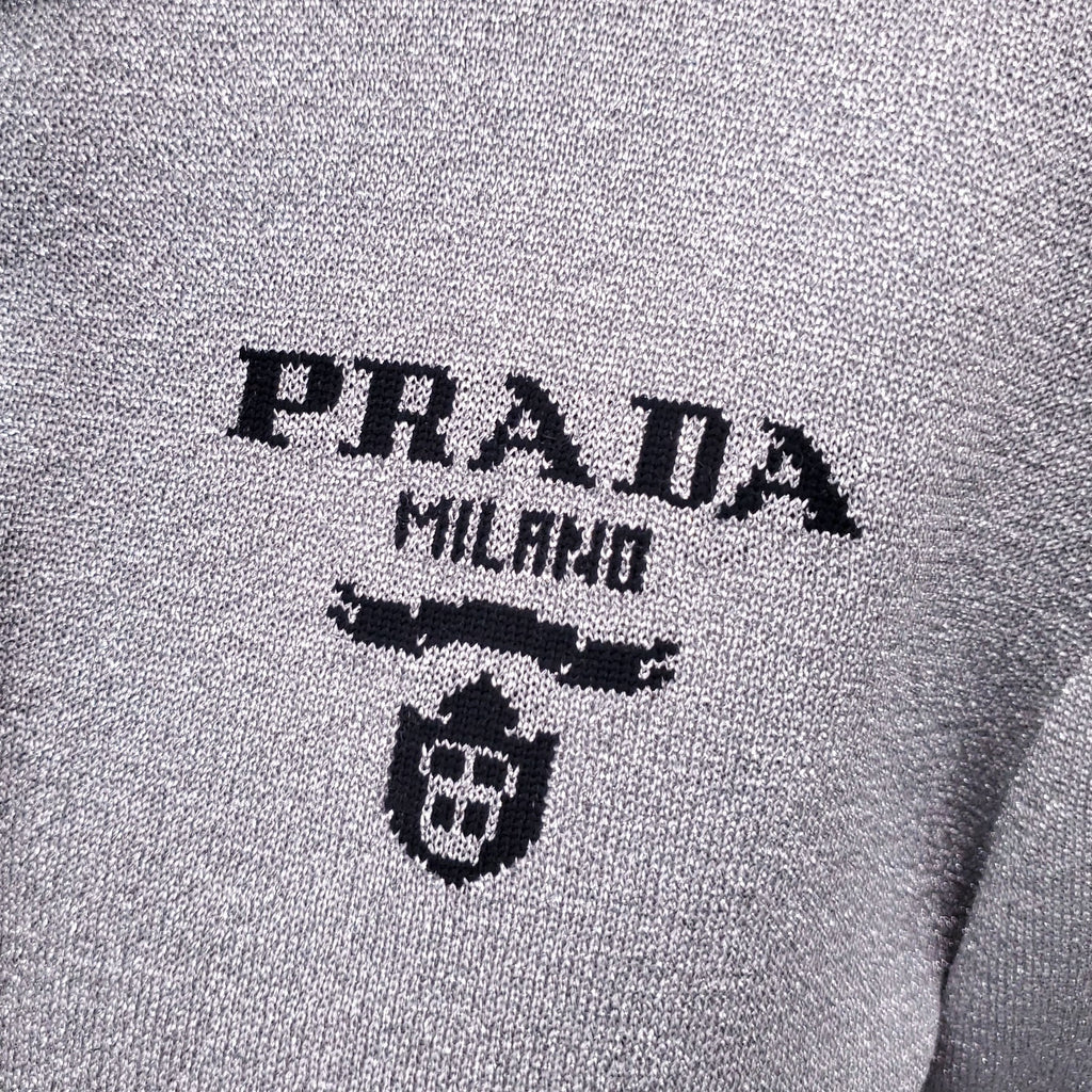 PRADA SILVER TWO PIECE LOGO PANTS SET - SIZE 38