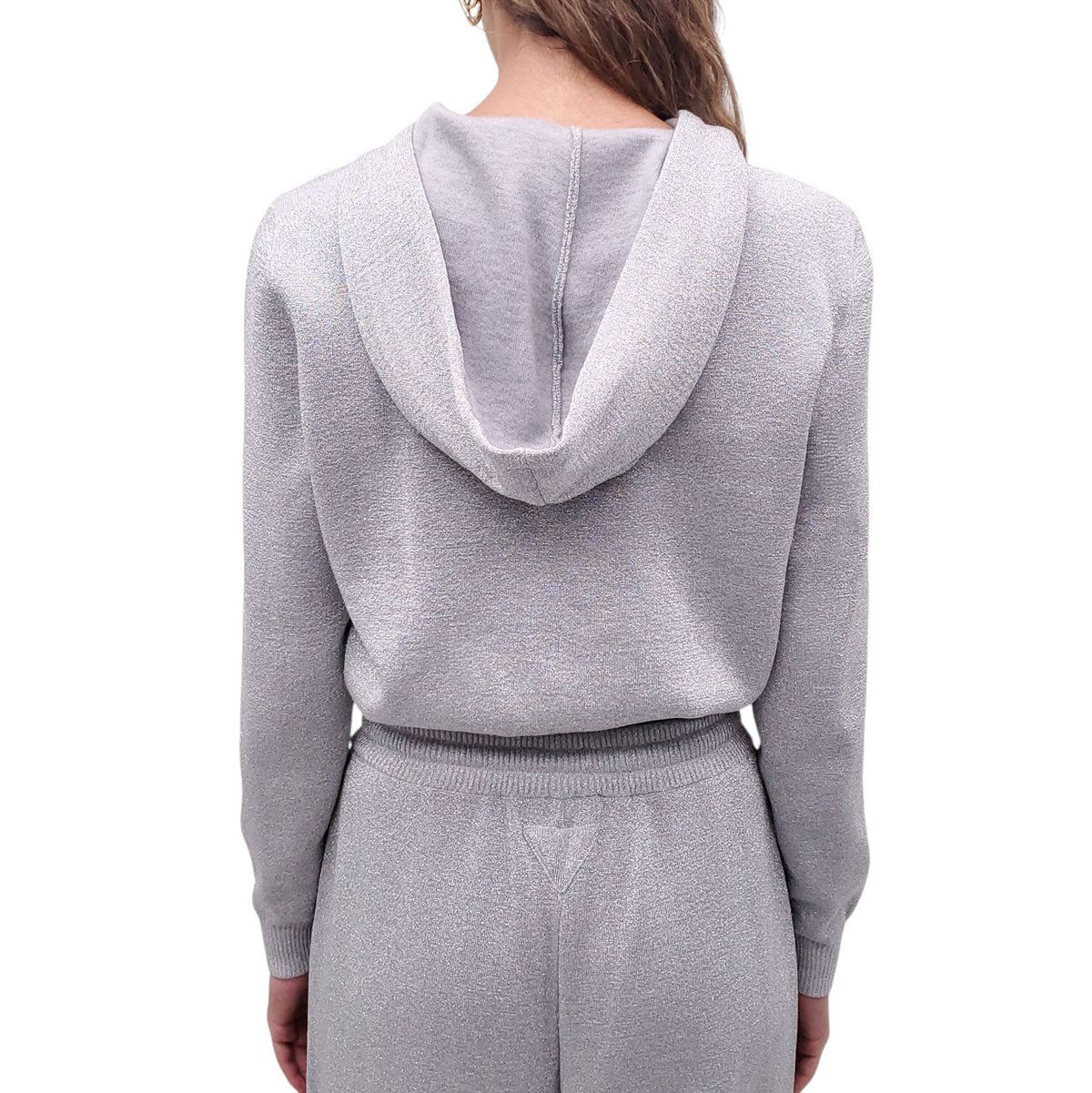 PRADA SILVER TWO PIECE LOGO PANTS SET - SIZE 38