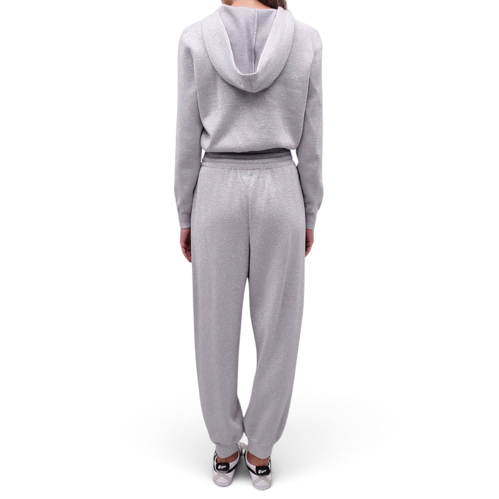 PRADA SILVER TWO PIECE LOGO PANTS SET - SIZE 38