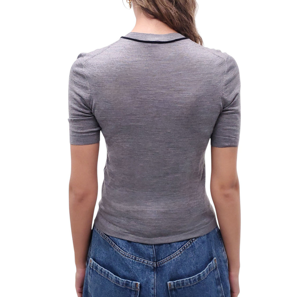 LOEWE GREY SHORT SLEEVE LOGO SWEATER - SIZE XS