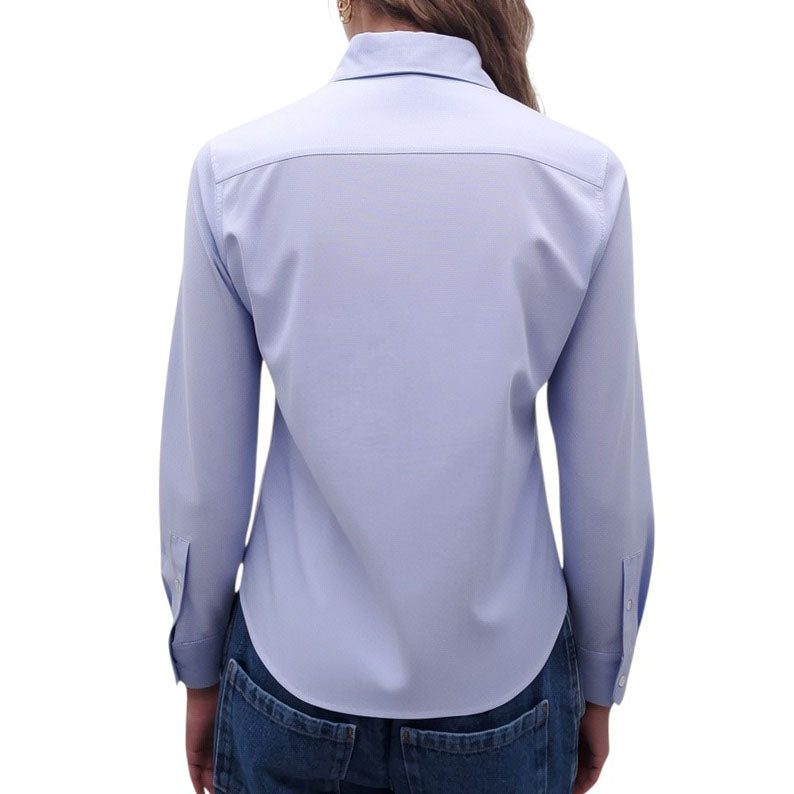 LOEWE BLUE BUTTON UP BLOUSE WITH LOGO - SIZE 34