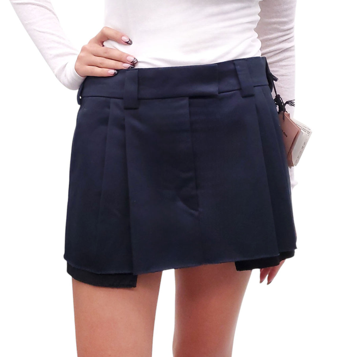 MIU MIU NAVY LOGO MINI SKIRT - SIZE 40