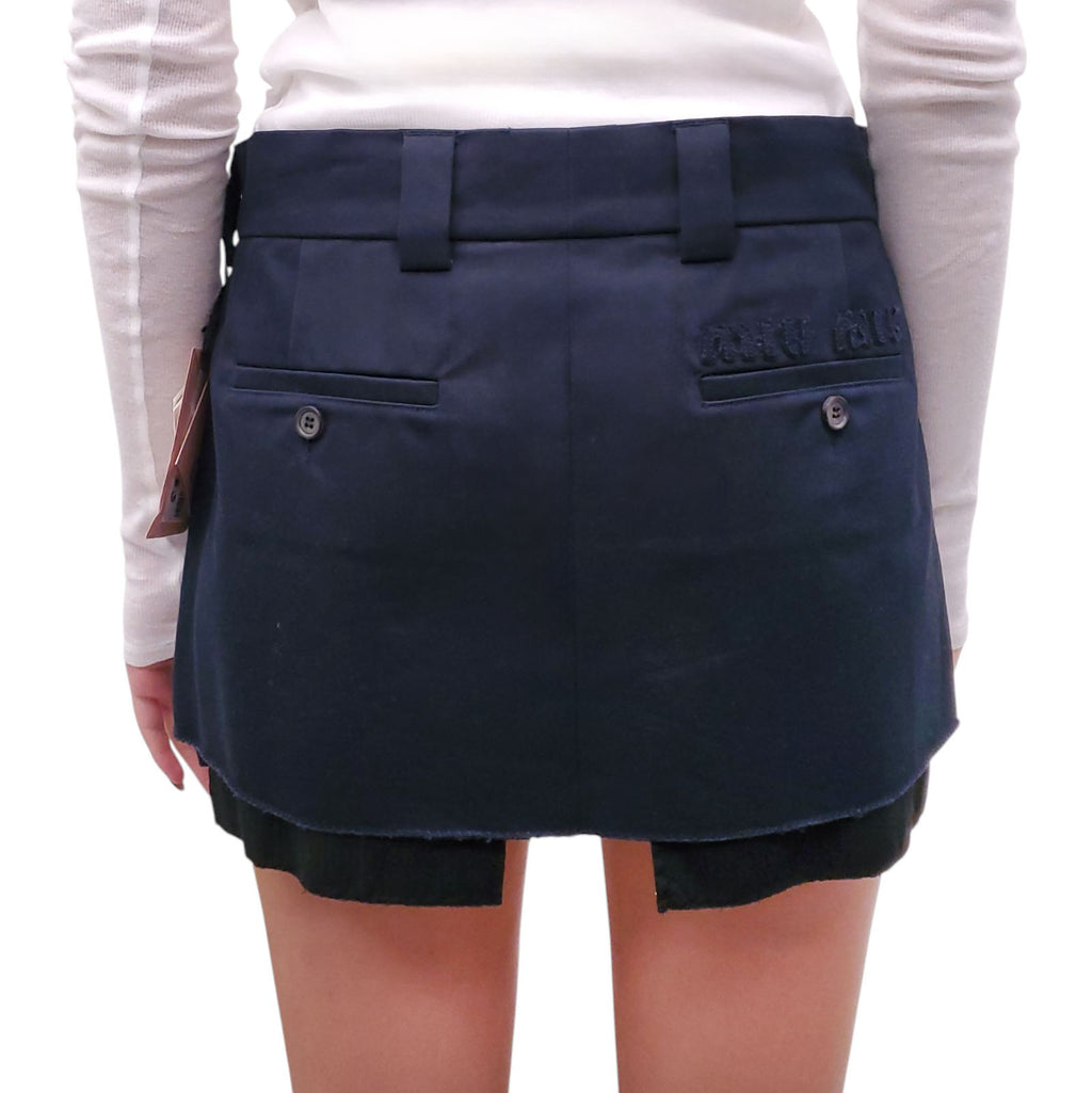 MIU MIU NAVY LOGO MINI SKIRT - SIZE 40