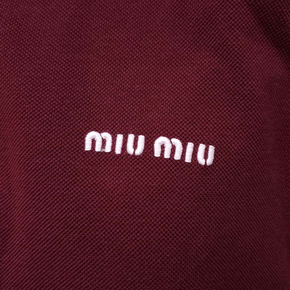MIU MIU BURGUNDY POLO WITH LOGO - SIZE S
