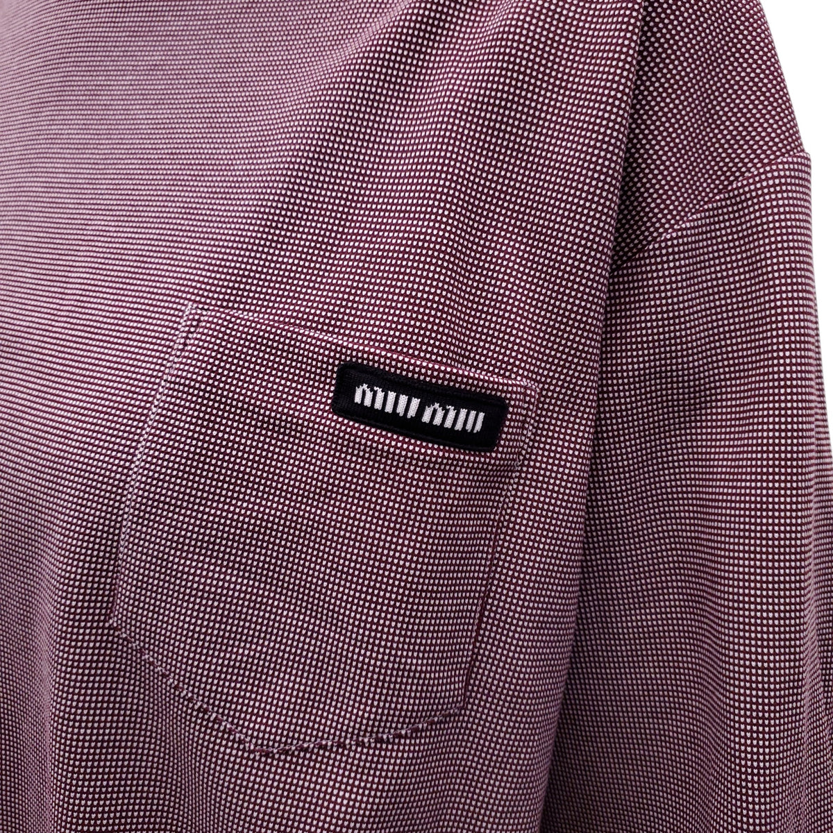 MIU MIU RED CHECKERED LONG SLEEVE SHIRT WITH LOGO POCKET - SIZE L