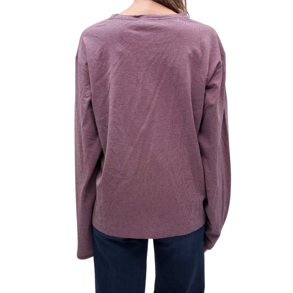 MIU MIU RED CHECKERED LONG SLEEVE SHIRT WITH LOGO POCKET - SIZE L