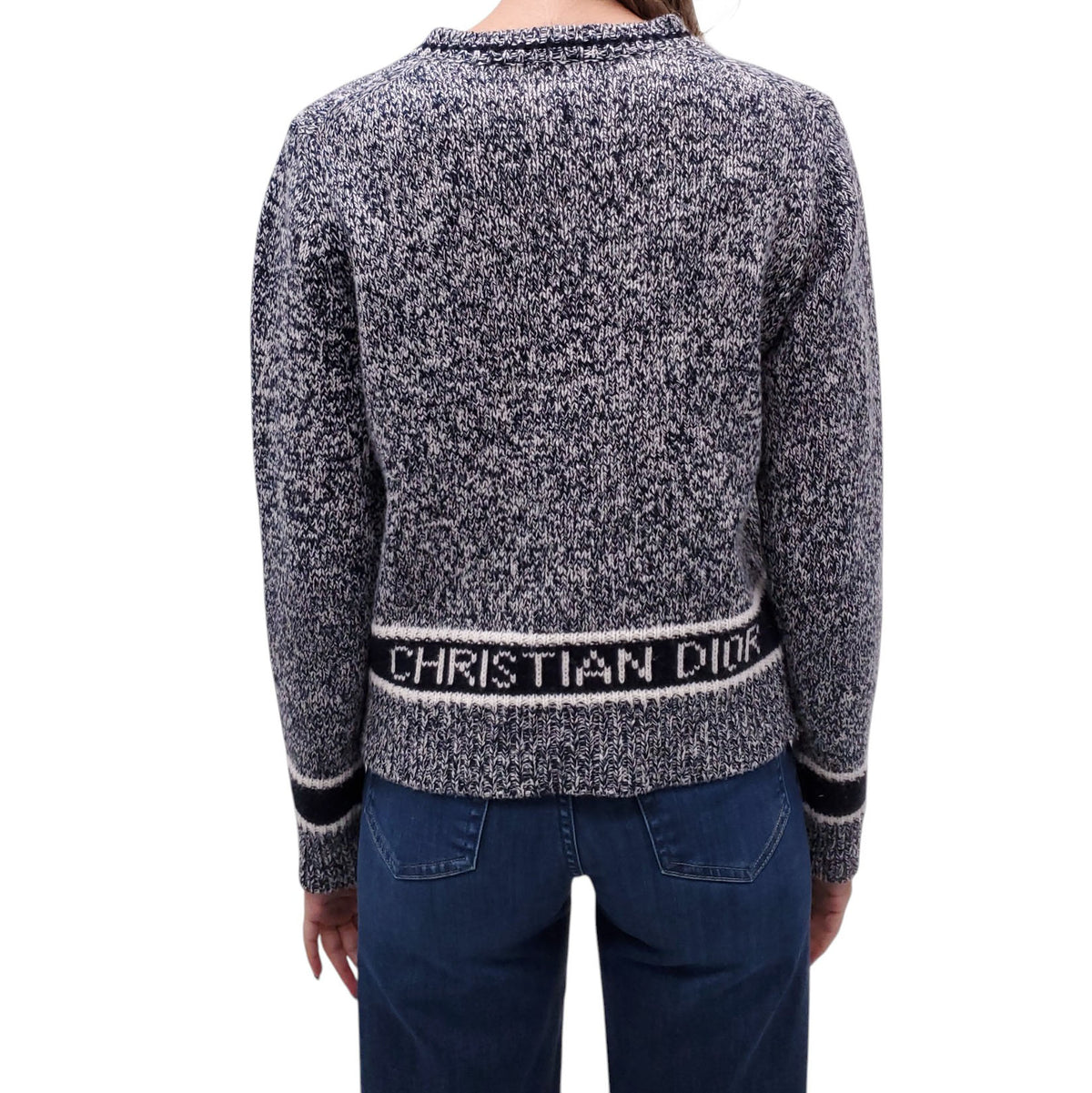 CHRISTIAN DIOR NAVY LOGO SWEATER - SIZE 6