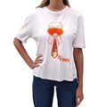FENDI WHITE AND ORANGE KARL LAGERFIELD TSHIRT WITH FUR - SIZE M