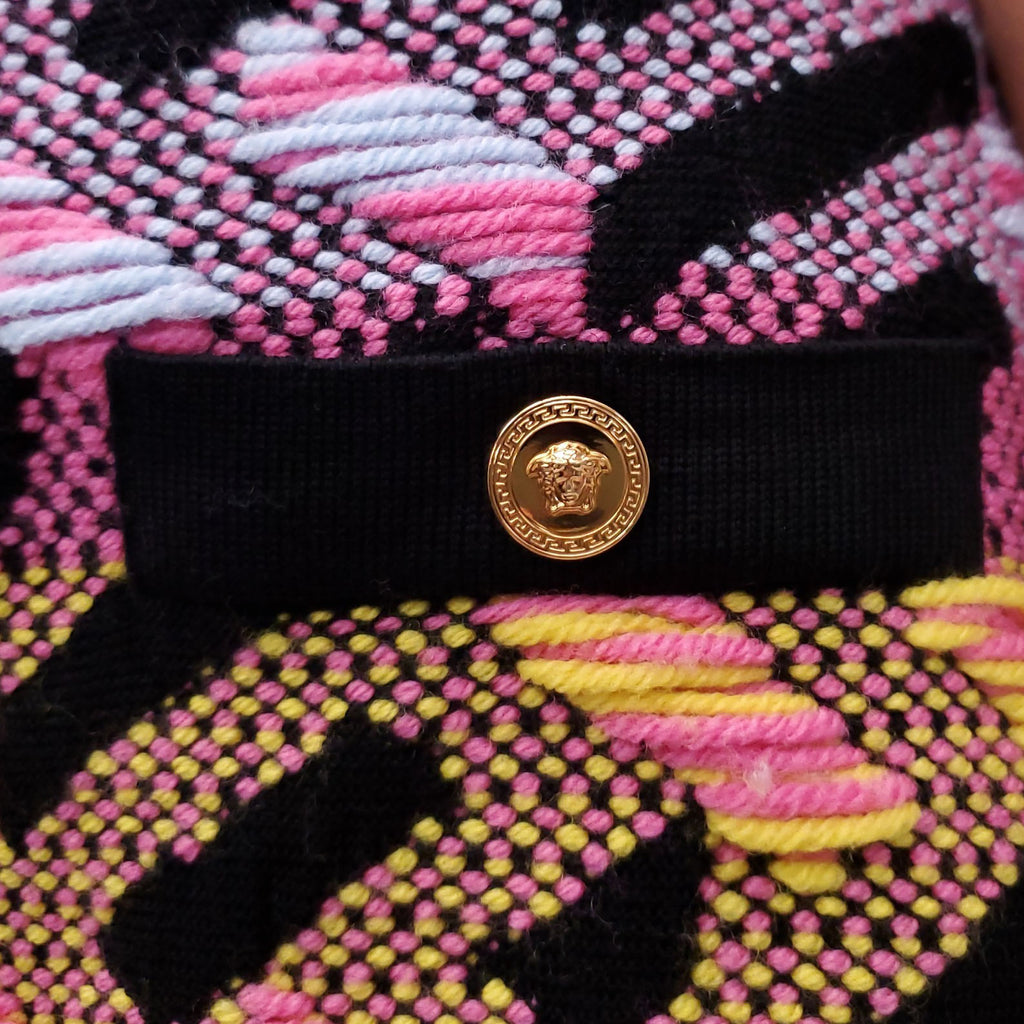 VERSACE LA GRECA WOOL BLEND MINI SKIRT - SIZE 44