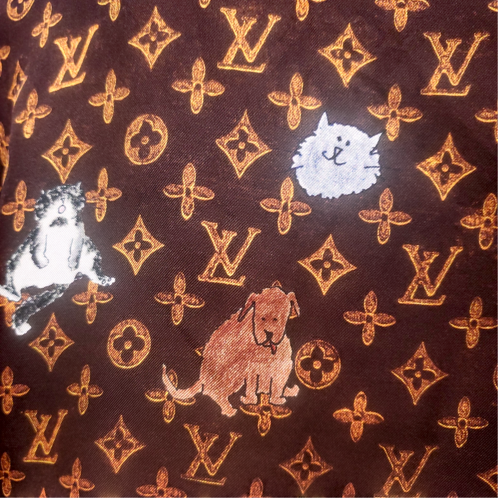 LOUIS VUITTON SILK CAT LOGO SHORTS SET - SIZE S