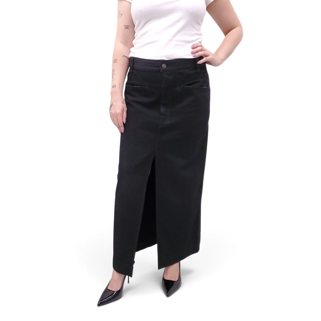 KHAITE BLACK LONG DENIM SKIRT - SIZE 31