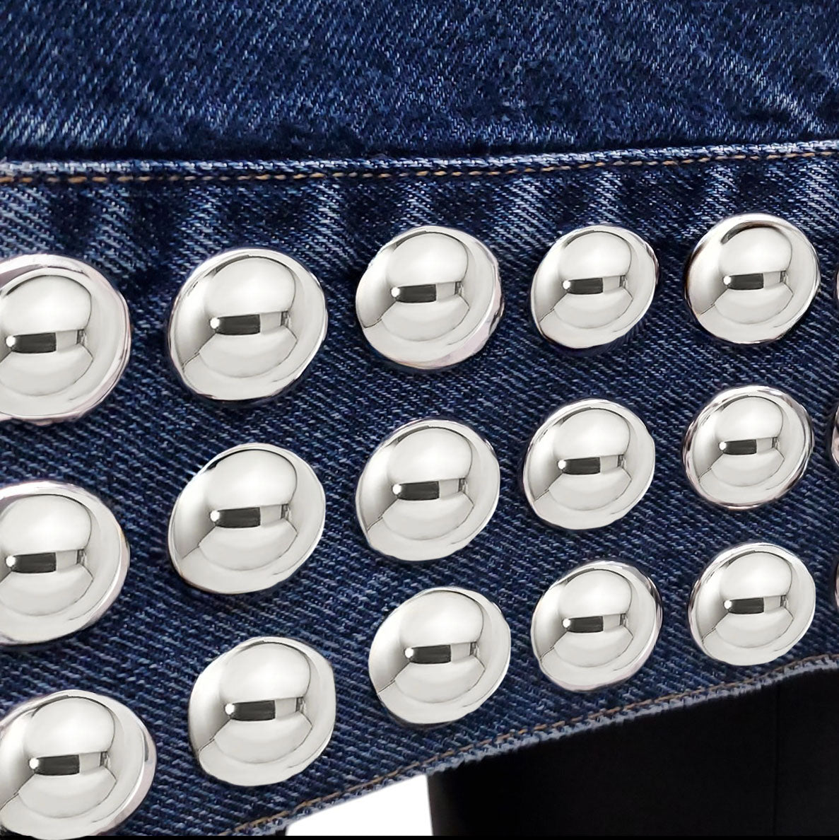 KHAITE OVERSIZED DENIM JACKET WITH STUDS - SIZE S