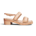 CHANEL TAN LEATHER CHAIN LOGO SANDALS - SIZE 39
