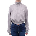 ÉTERNE GREY QUARTER ZIP LOGO CROPPED SWEATSHIRT - SIZE XS