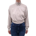 ÉTERNE OATMEAL HALF-ZIP CROPPED SWEATER - SIZE XS