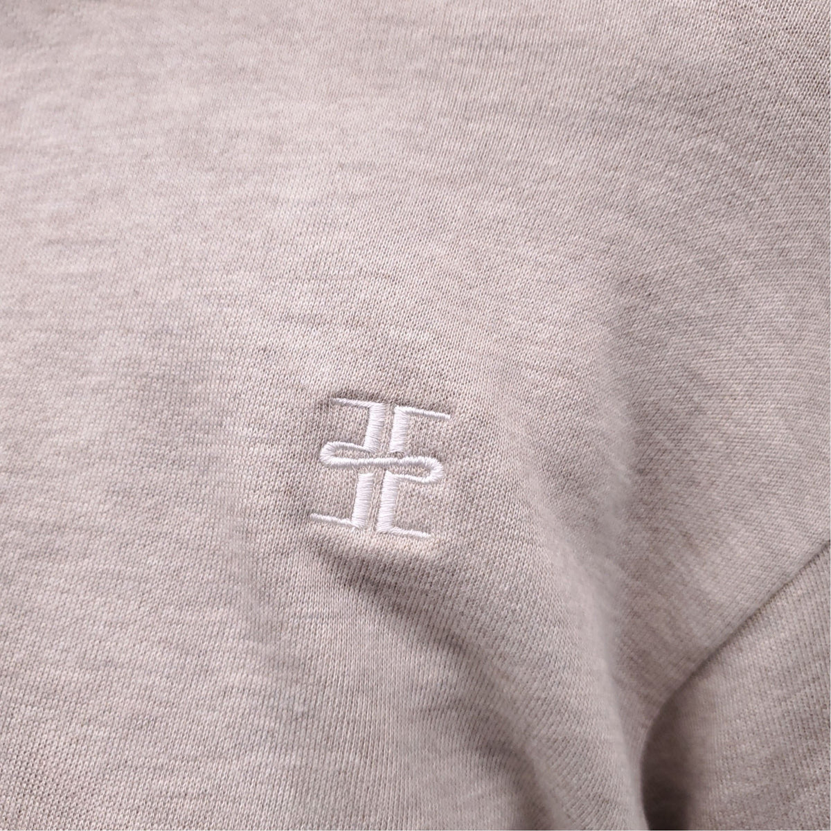 ÉTERNE OATMEAL HALF-ZIP CROPPED SWEATER - SIZE XS