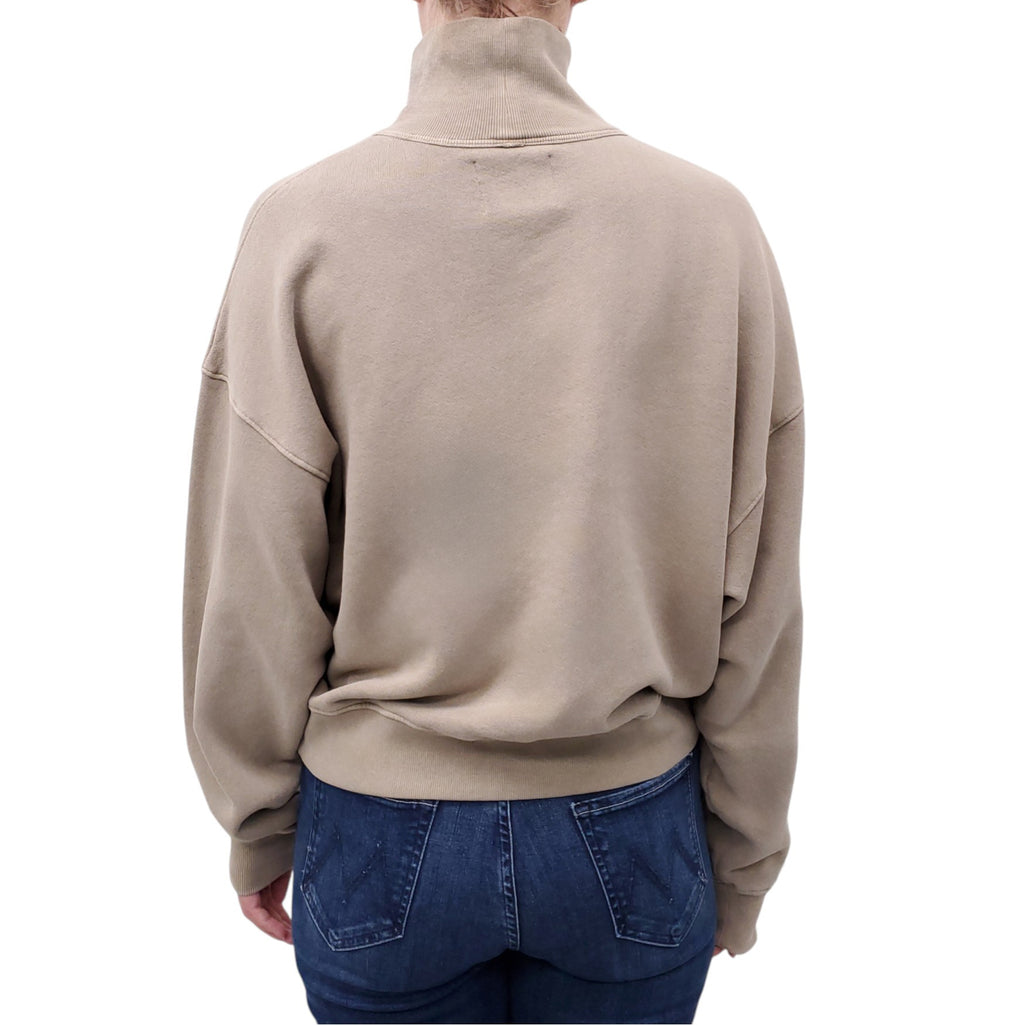 CITIZENS OF HUMANITY KHAKI MOCK TURTLENECK SWEATSHIRT - SIZE XS