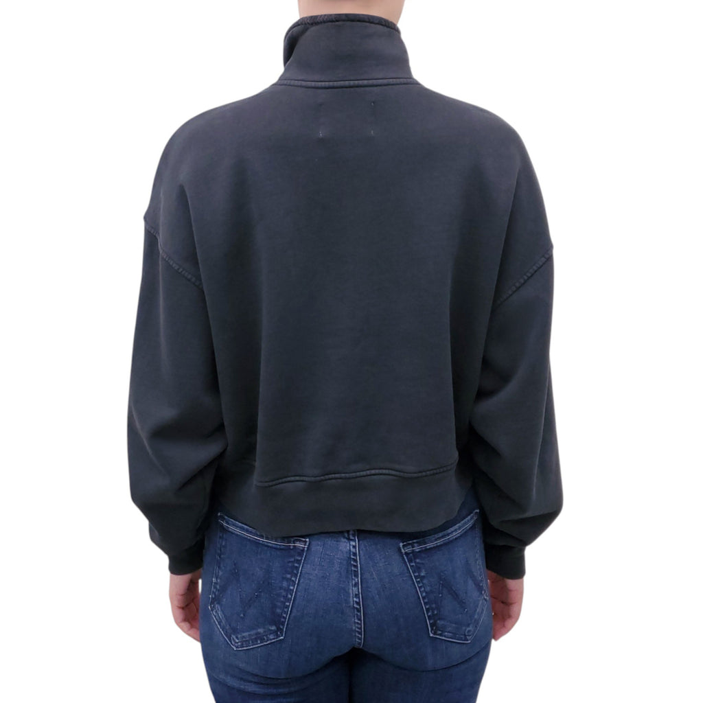 CITIZENS OF HUMANITY BLACK THREE QUARTER BUTTON UP SWEATSHIRT - SIZE XS